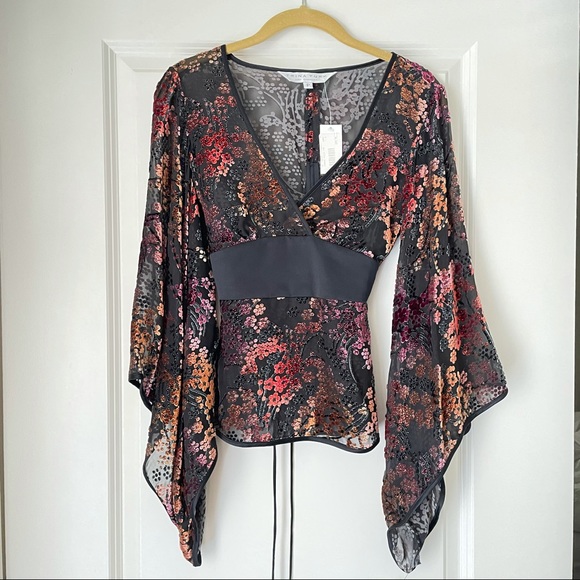 Trina Turk Tops - Trina Turk Floral Velvet Burnout Silk Top P